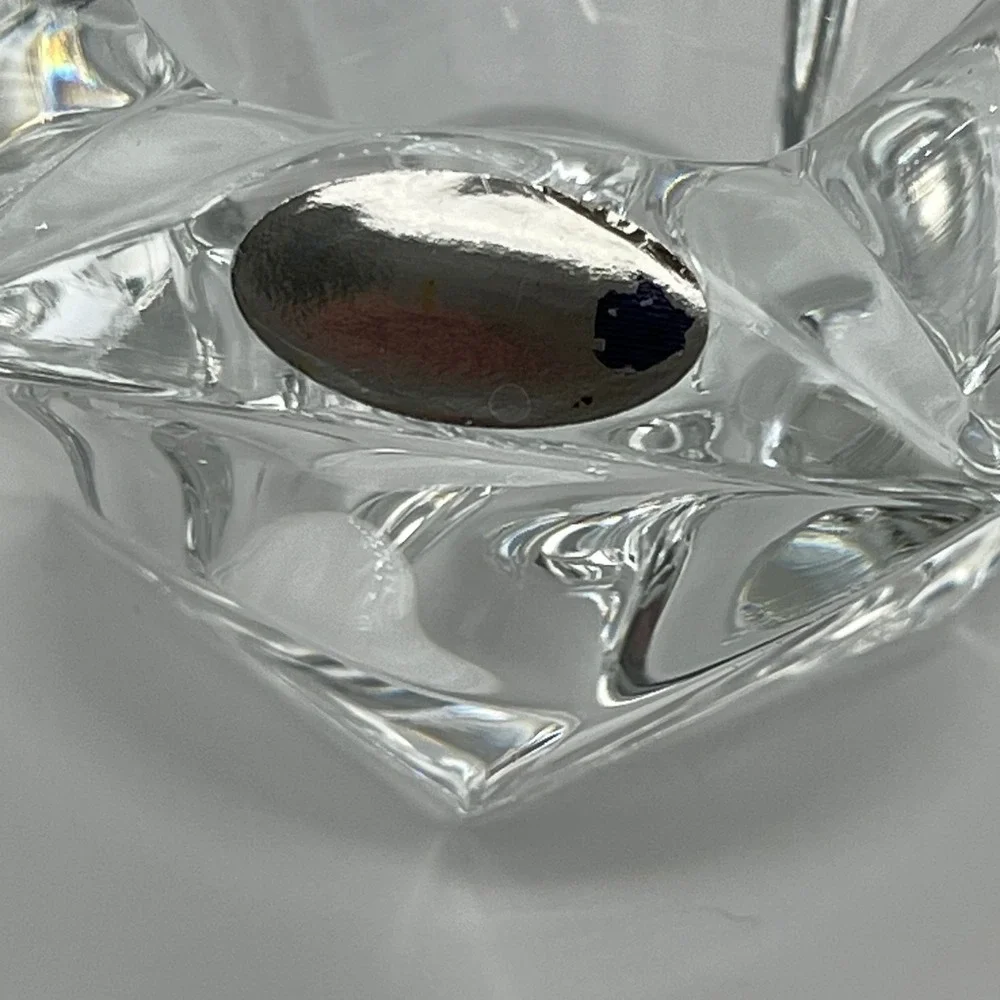 PartyLite Crystal Votive Candle Holders Pair Heavy Faceted Geometric Glass Chip*